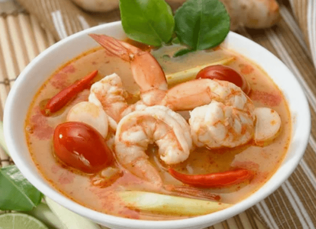 Hupa tom yam me te shrimp